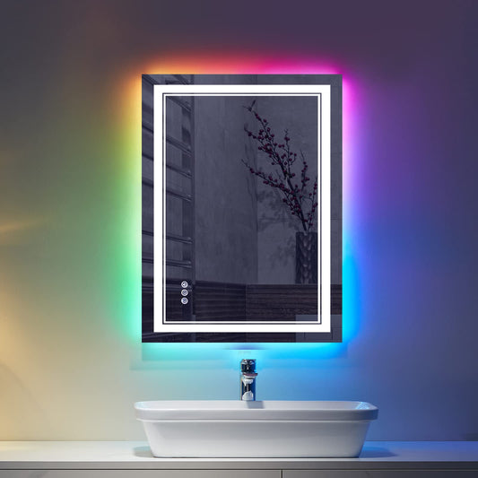 LED Mirror RGB Color Changing Backlit Mirror Shatterproof Dimmable ANTI-FOG